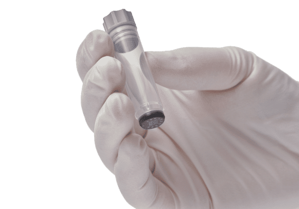 Internally threaded tube in hand