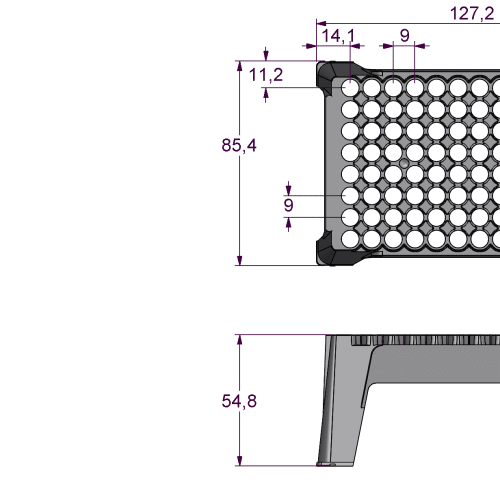 Dimensional drawing screw cap carrier type Hamilton