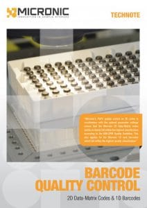Technote front barcode quality control