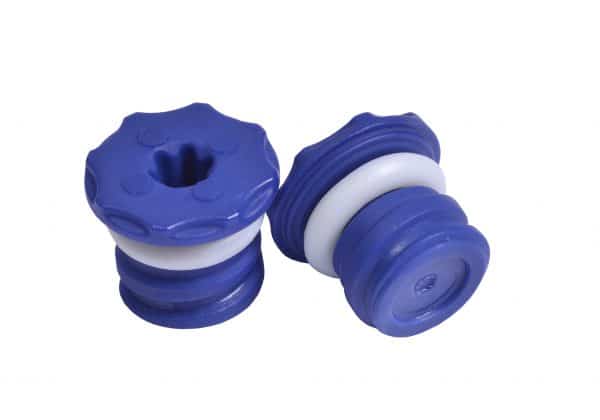 Low profile screw caps blue